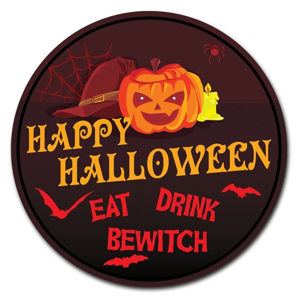 Signmission Corrugated Plastic Sign With Stakes 24in Circular-Happy Halloween C-24-CIR-WS-Happy Halloween